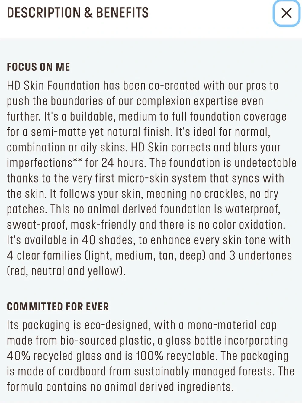 ✨MAKE UP FOREVER HD SKIN  UNDETECTABLE STAY TRUE FOUNDATION✨